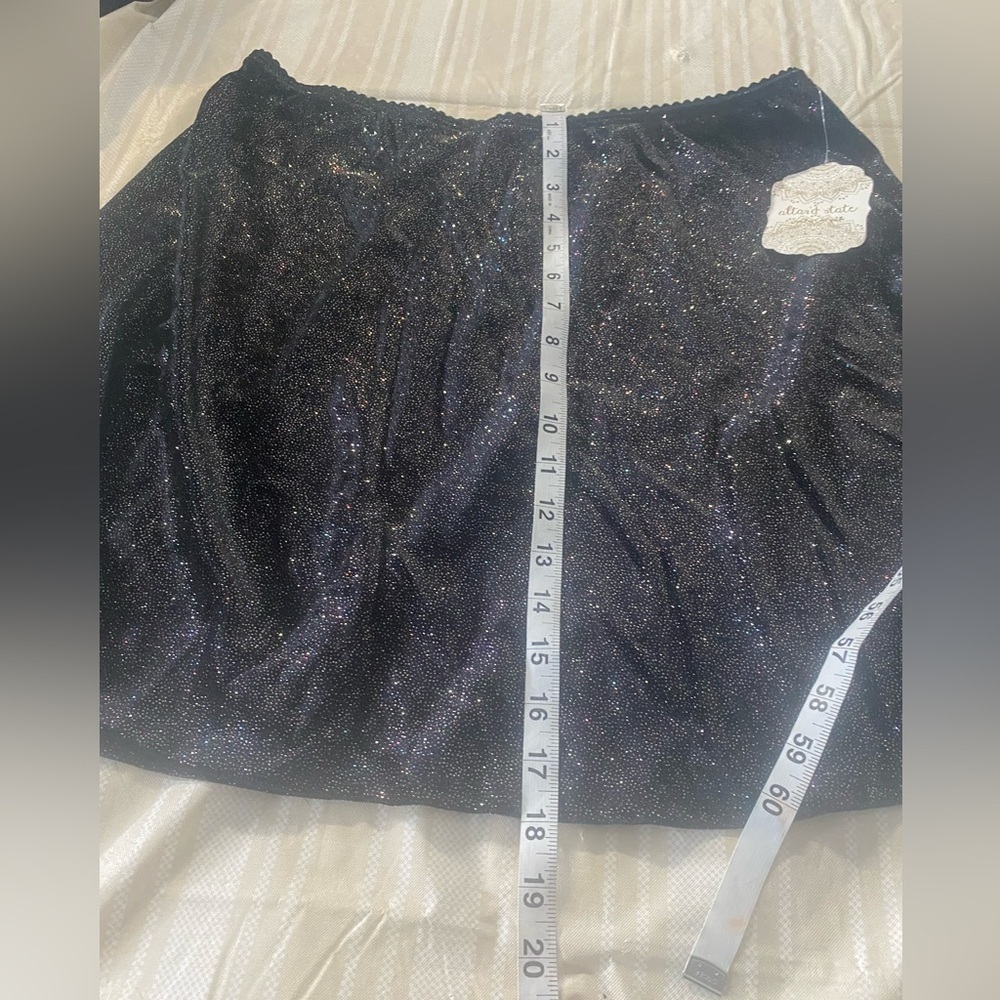 Altar'd State Black iridescent Sparkly Mini Skirt velvet size L - Picture 4 of 8